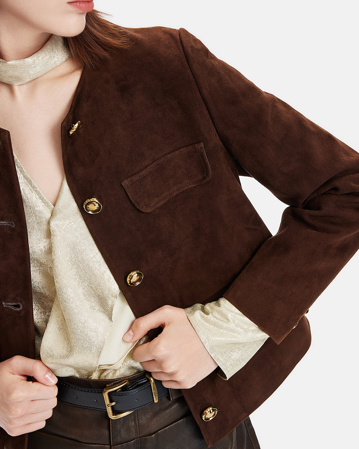 Fransız Kürklü Deri Kısa Ceket