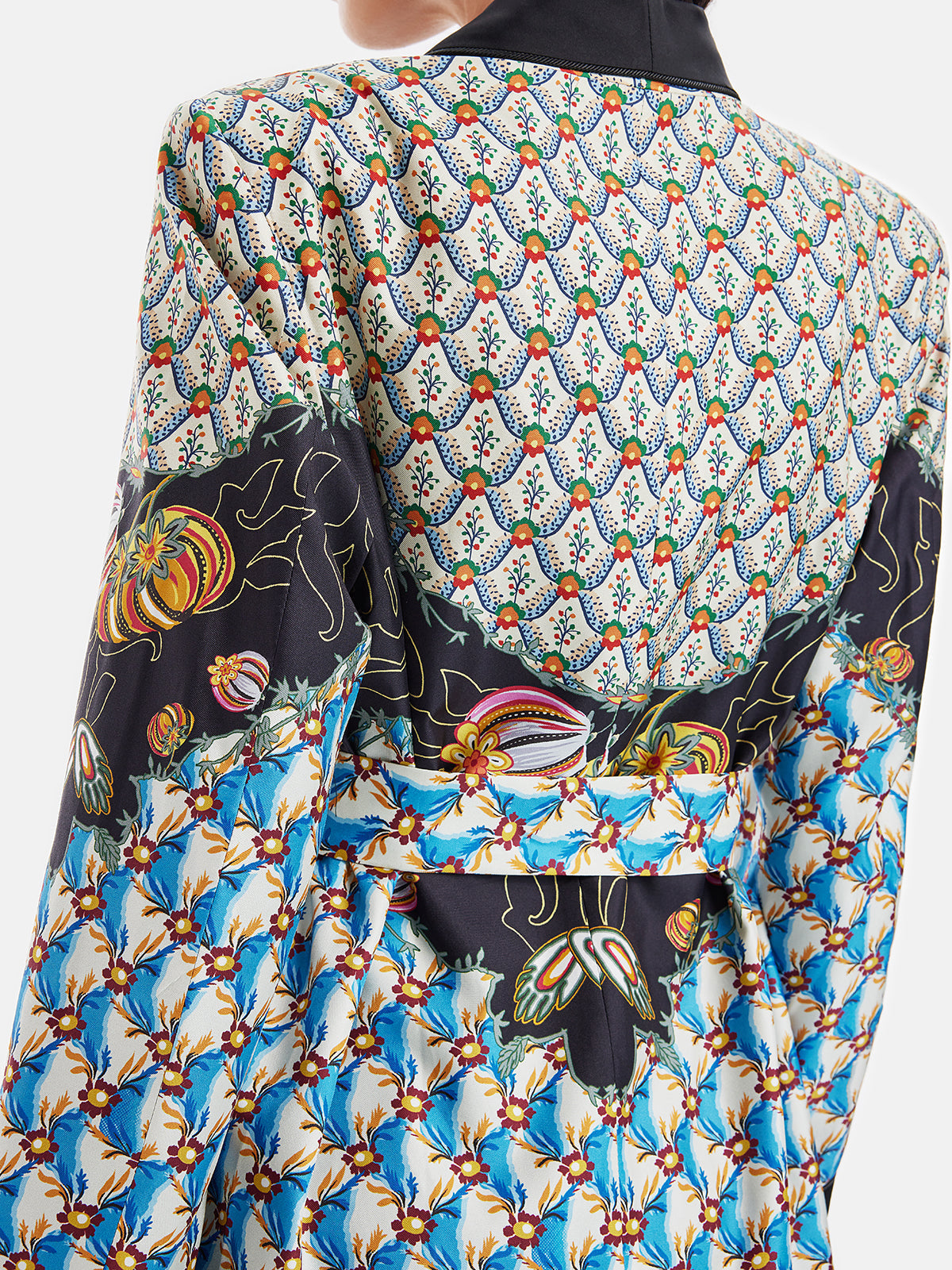 Retro Baskılı İpek Ceket