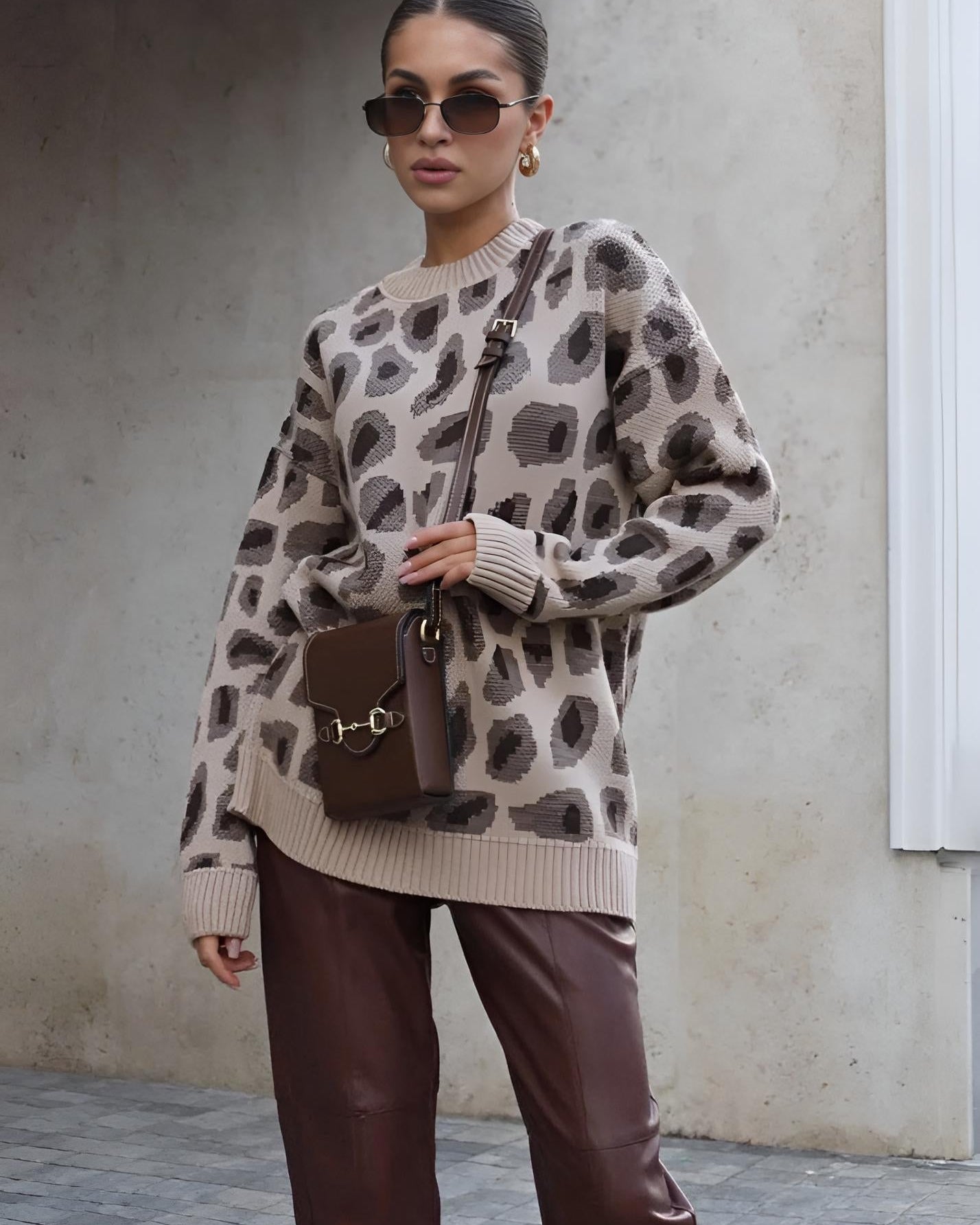 Harmony Leopar Desenli Oversize Kazak