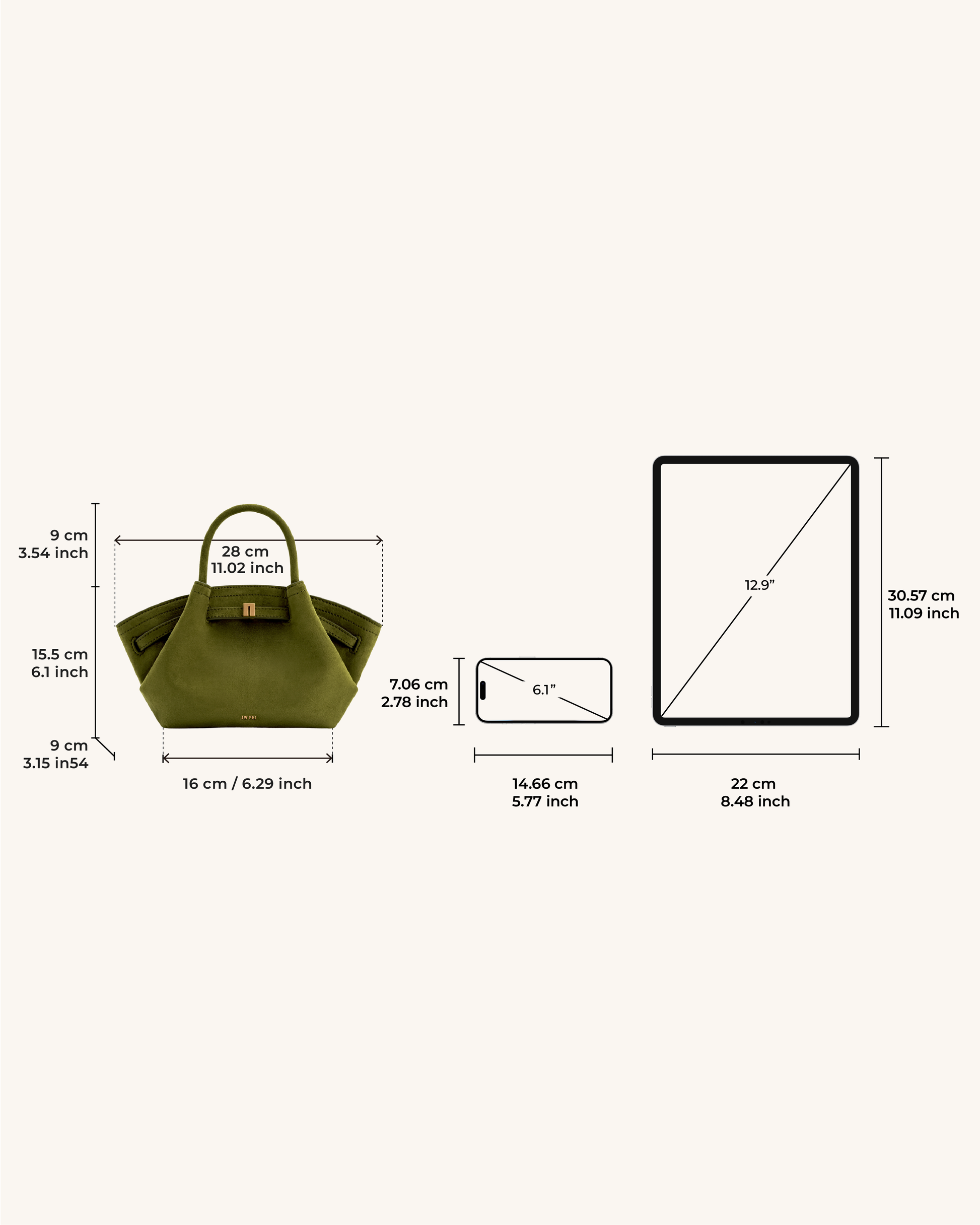 Eloura Small Tote Çanta - Zeytin yeşili