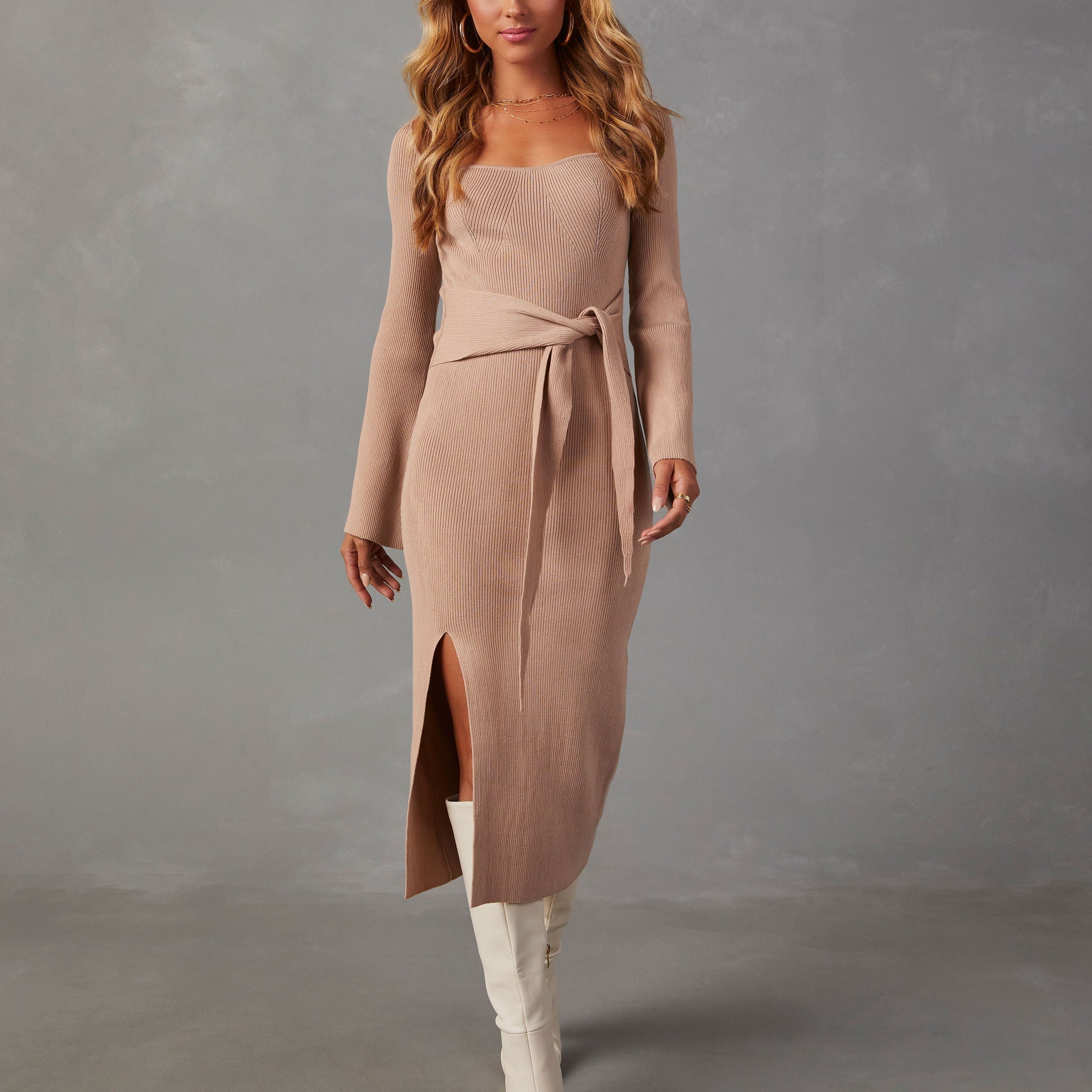 Ritchie Beli Bağlamalı Midi Kazak Elbise