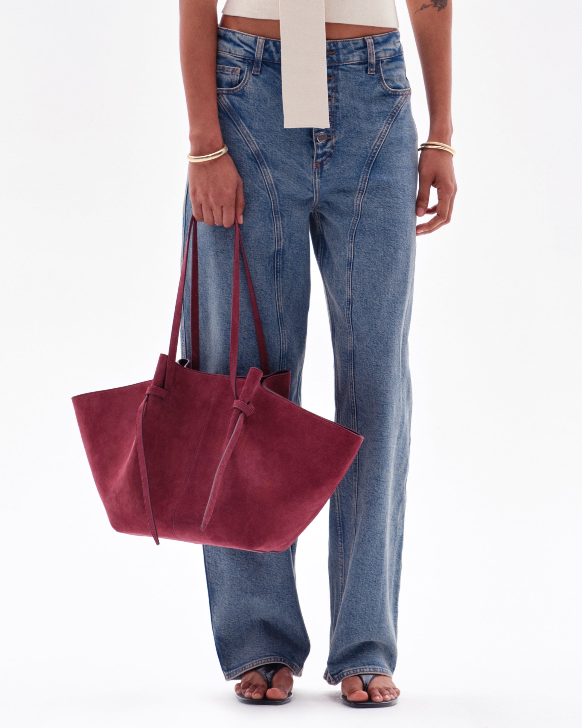 Vetra Süet Tote Çanta - Süet bordo