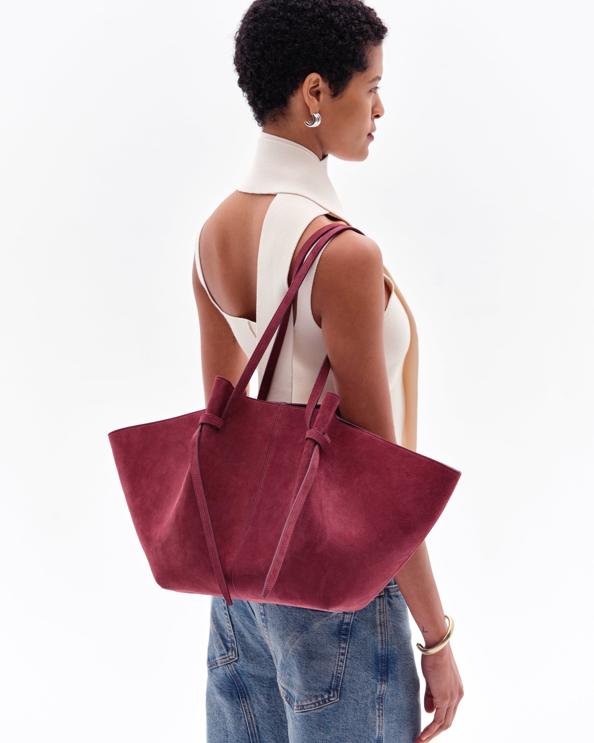 Vetra Süet Tote Çanta - Süet bordo