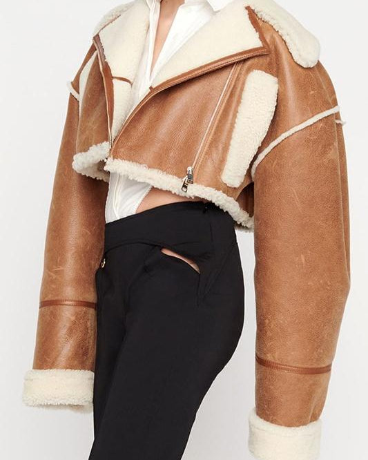Anastasia Kısa Kürklü Deri Ceket