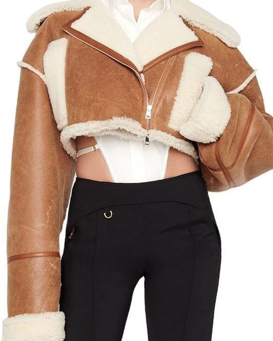 Anastasia Kısa Kürklü Deri Ceket