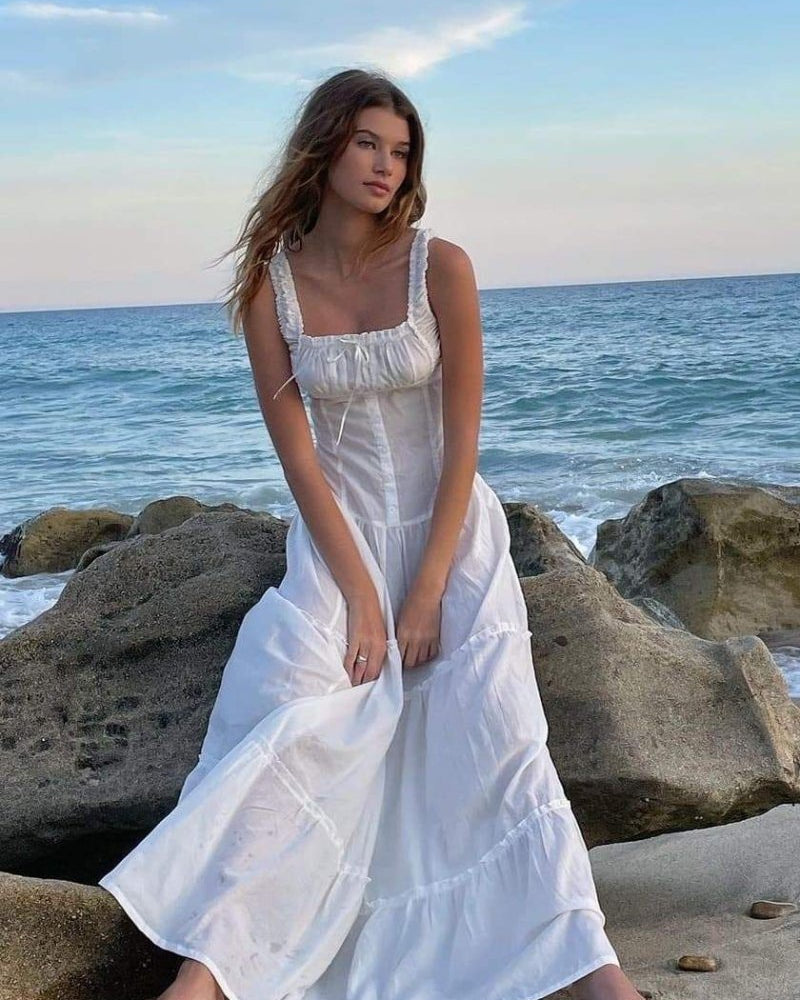 Anastasia Ruffle Yarı Şeffaf Uzun Elbise