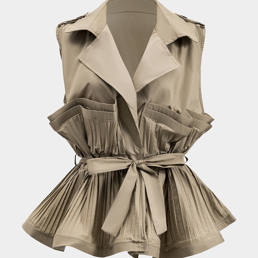 Pileli Volanlı Bağcıklı Ceket