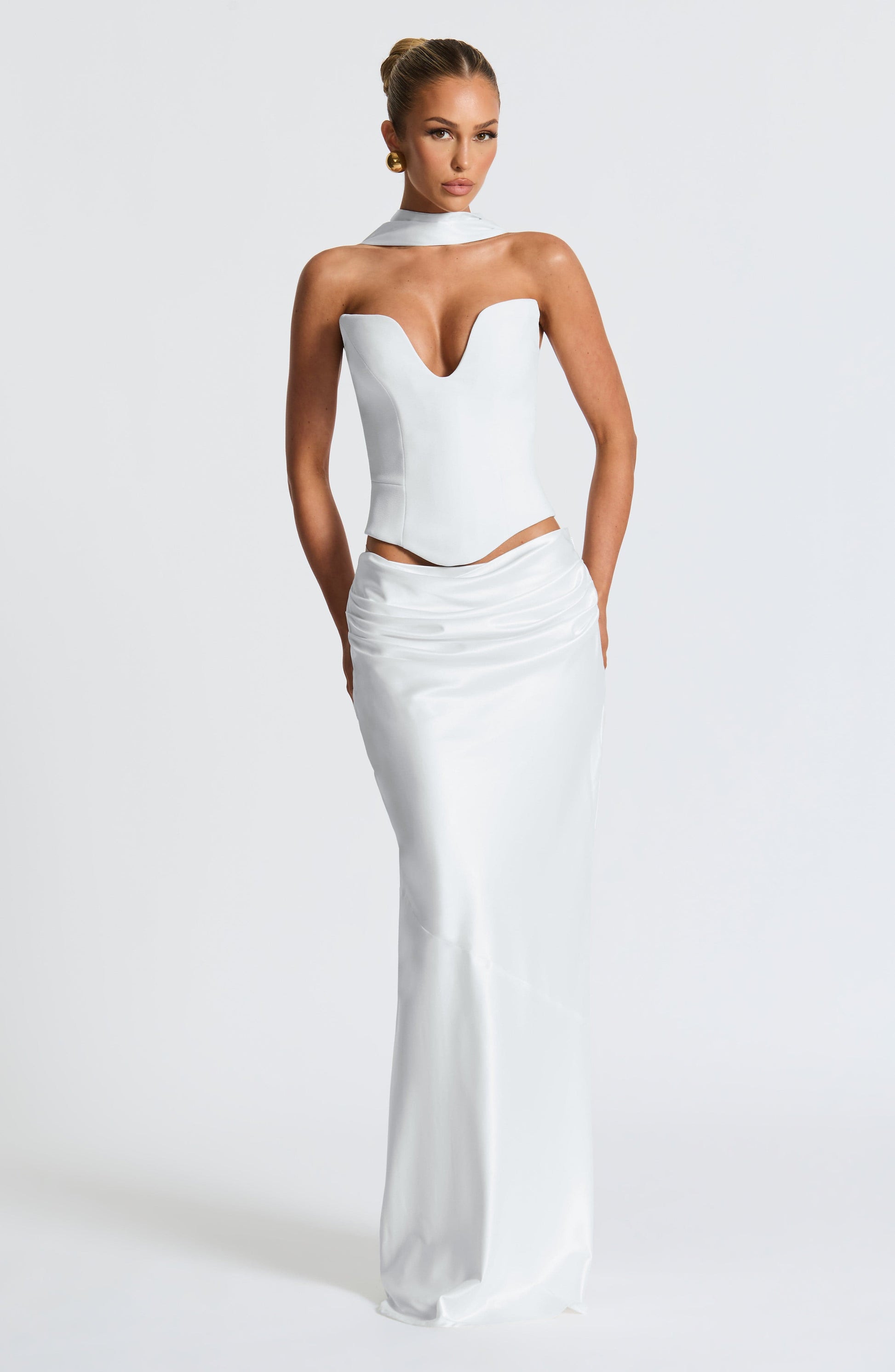 Bernadette Saten Maxi Etek – Ekru