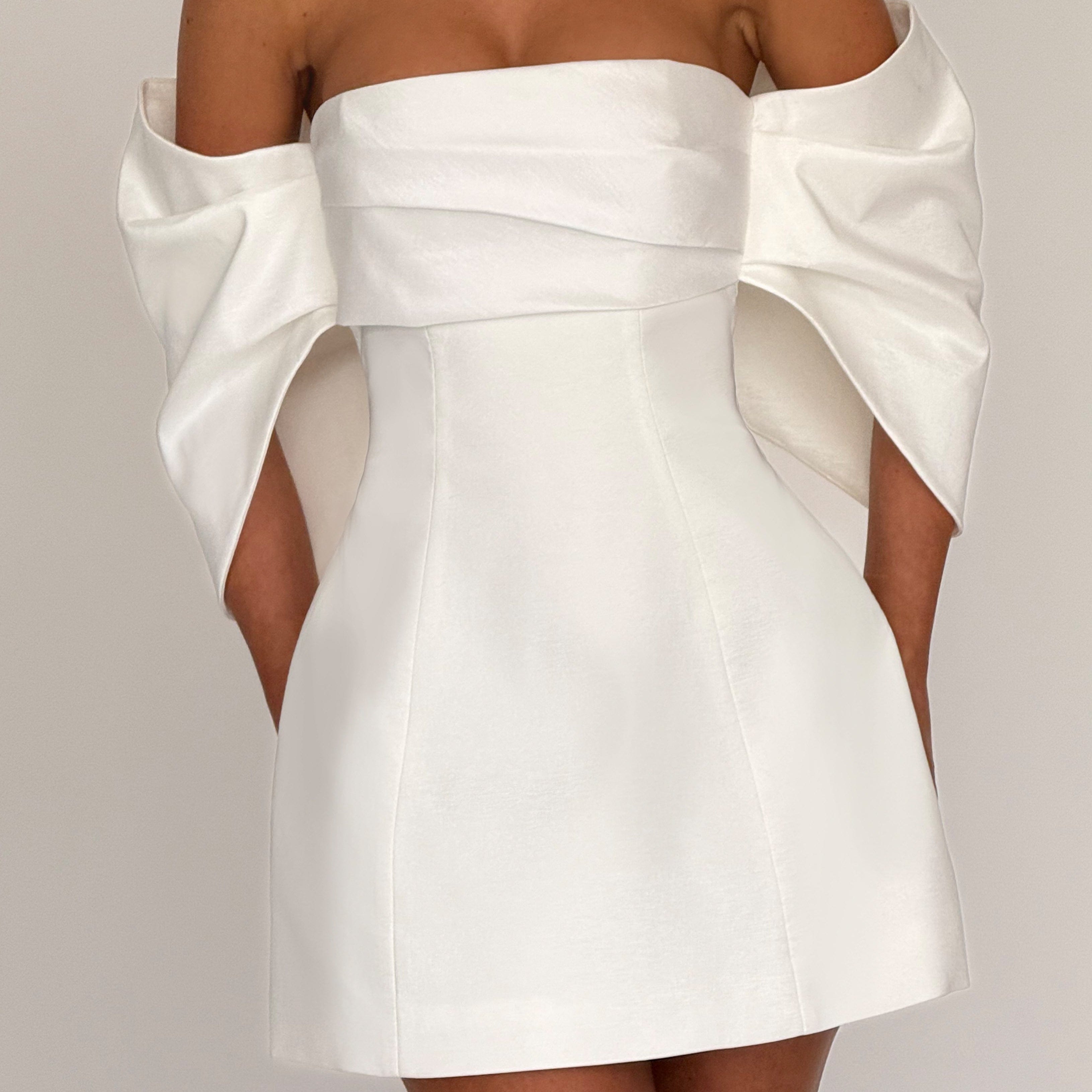 Briella Mini Elbise – Ekru