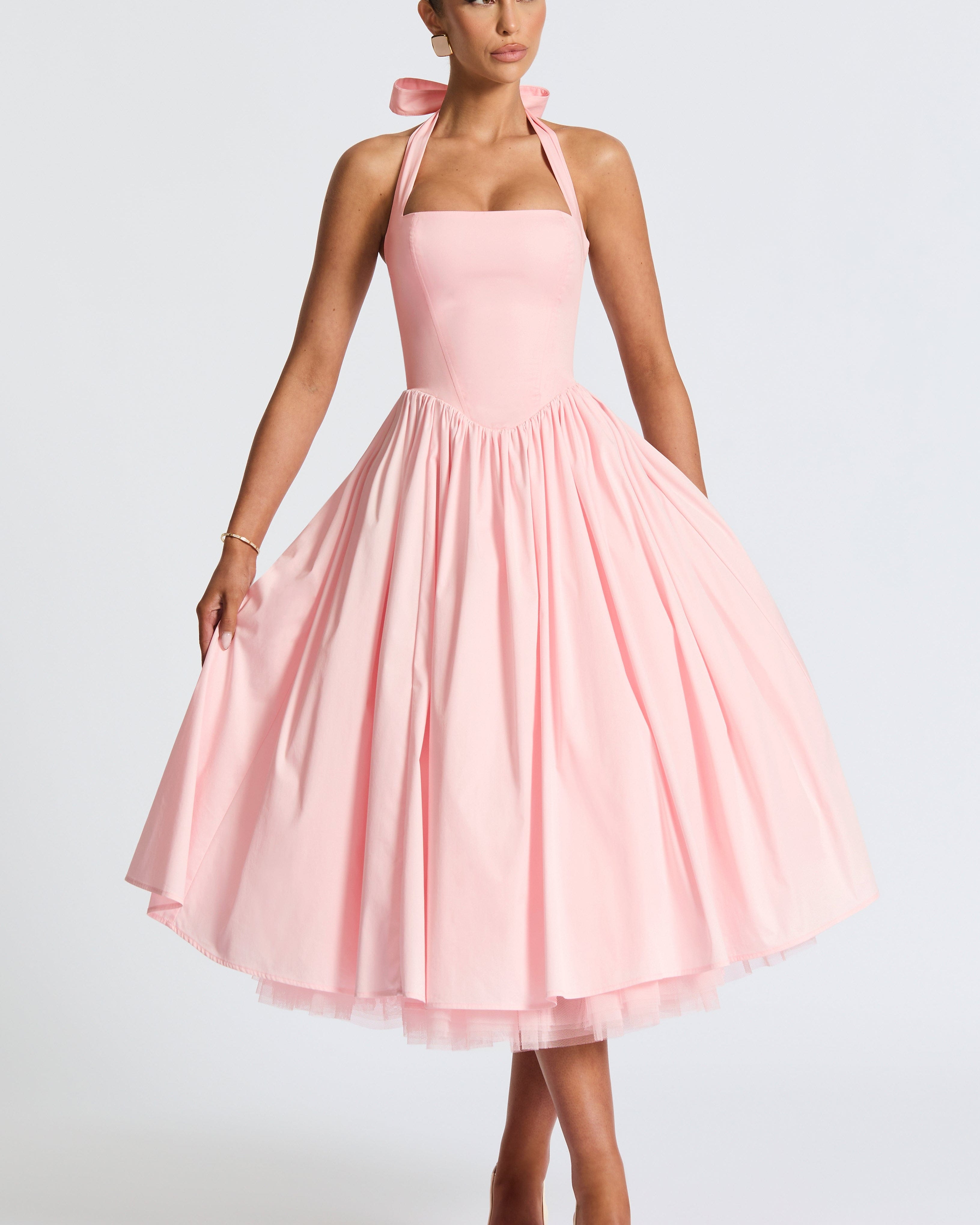 Cressida Pembe Midi Elbise