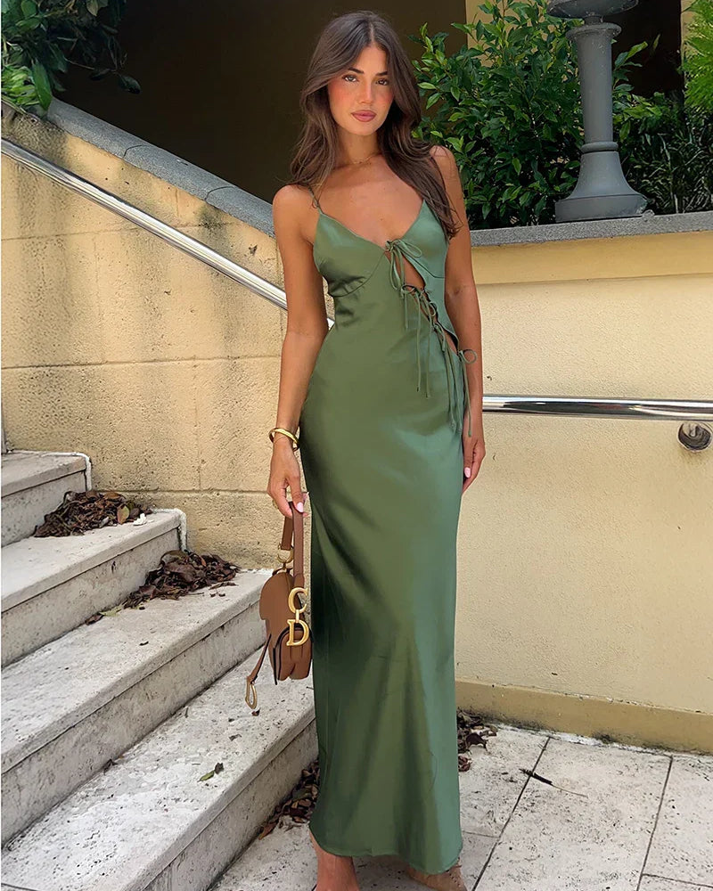 Isadora Uzun Elbise - Zeytin
