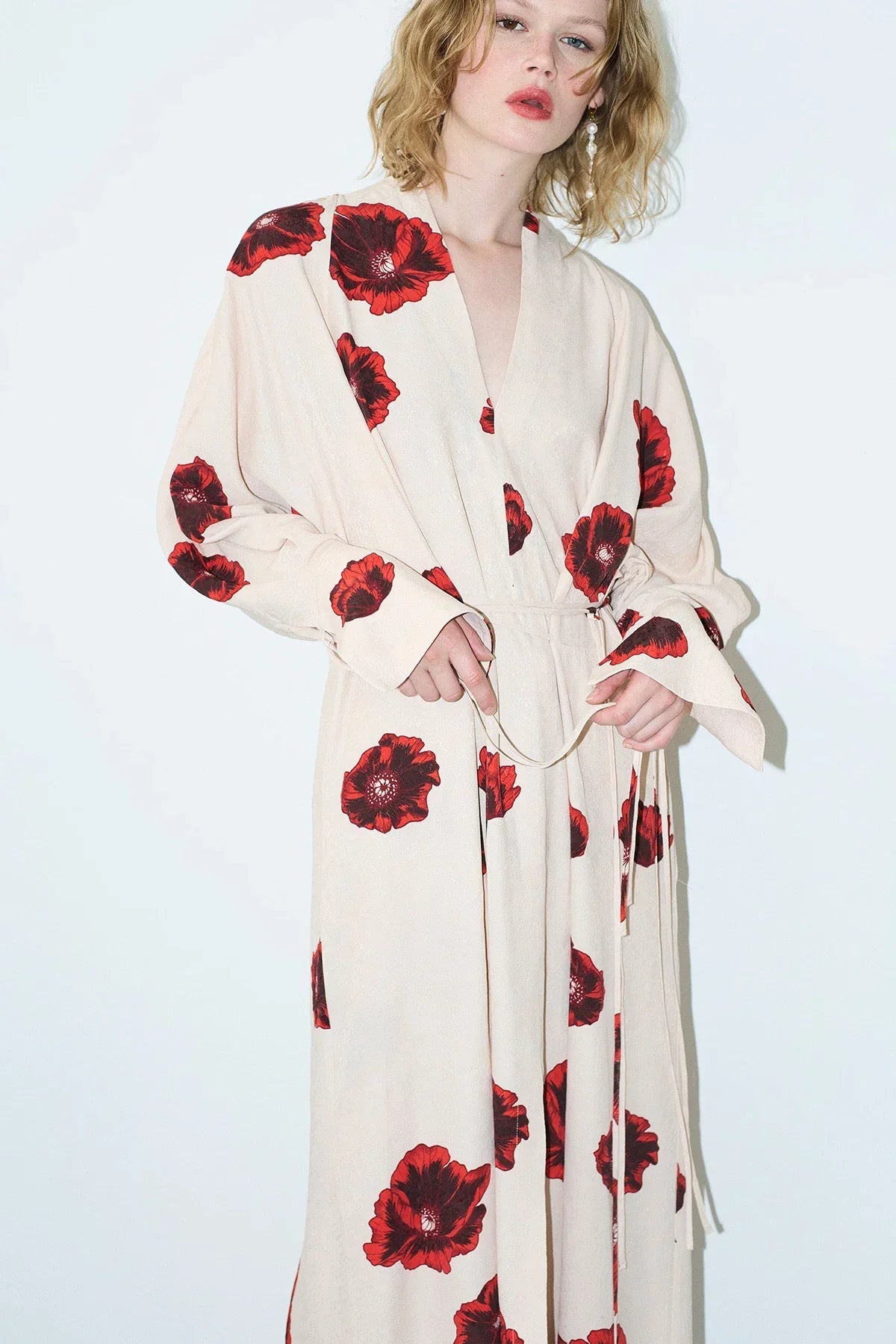 Crimson Bloom Kimono Set