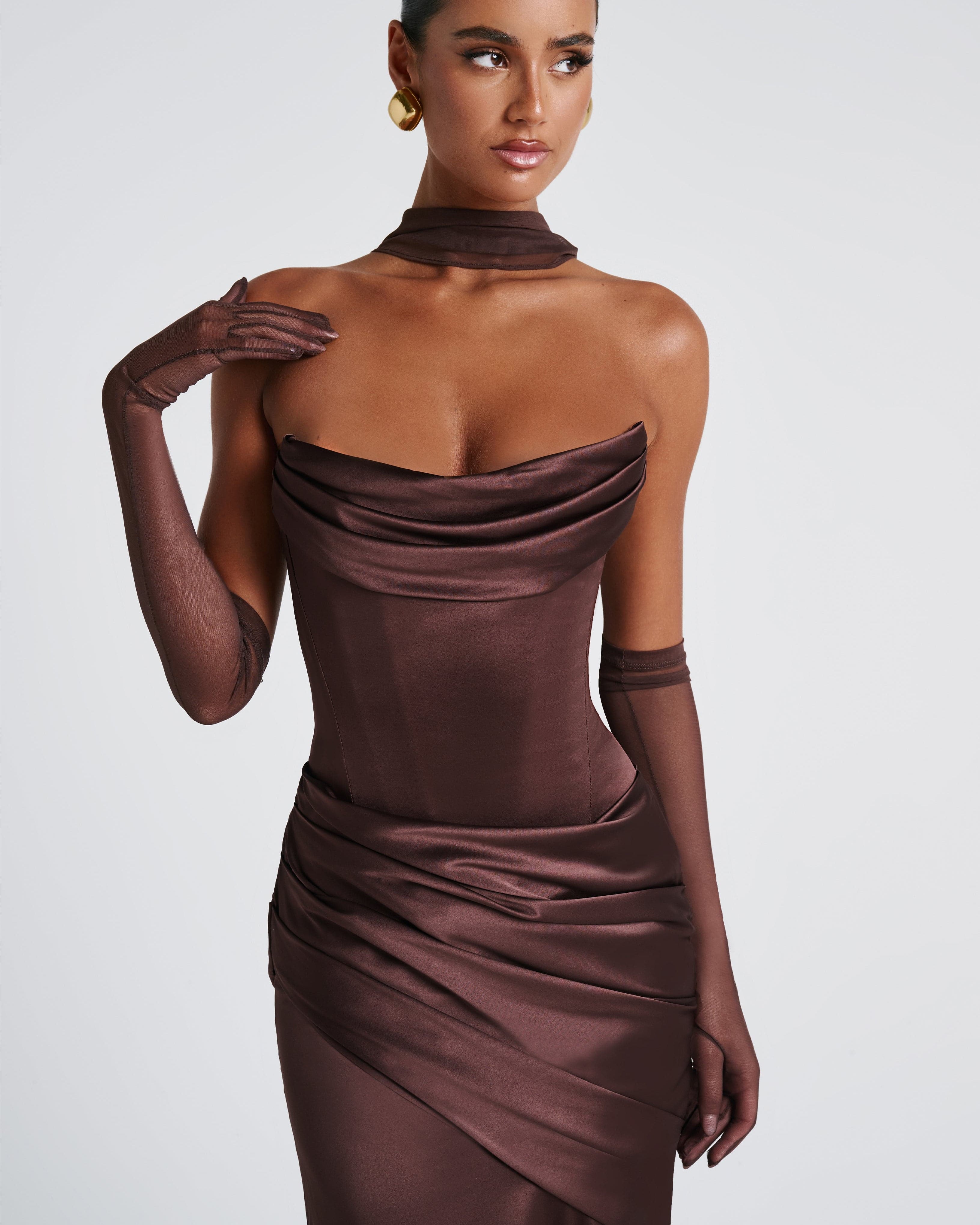 Ely Maxi Elbise – Plum Brown