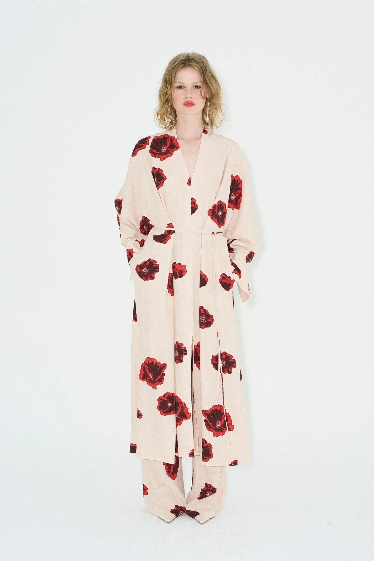 Crimson Bloom Kimono Set