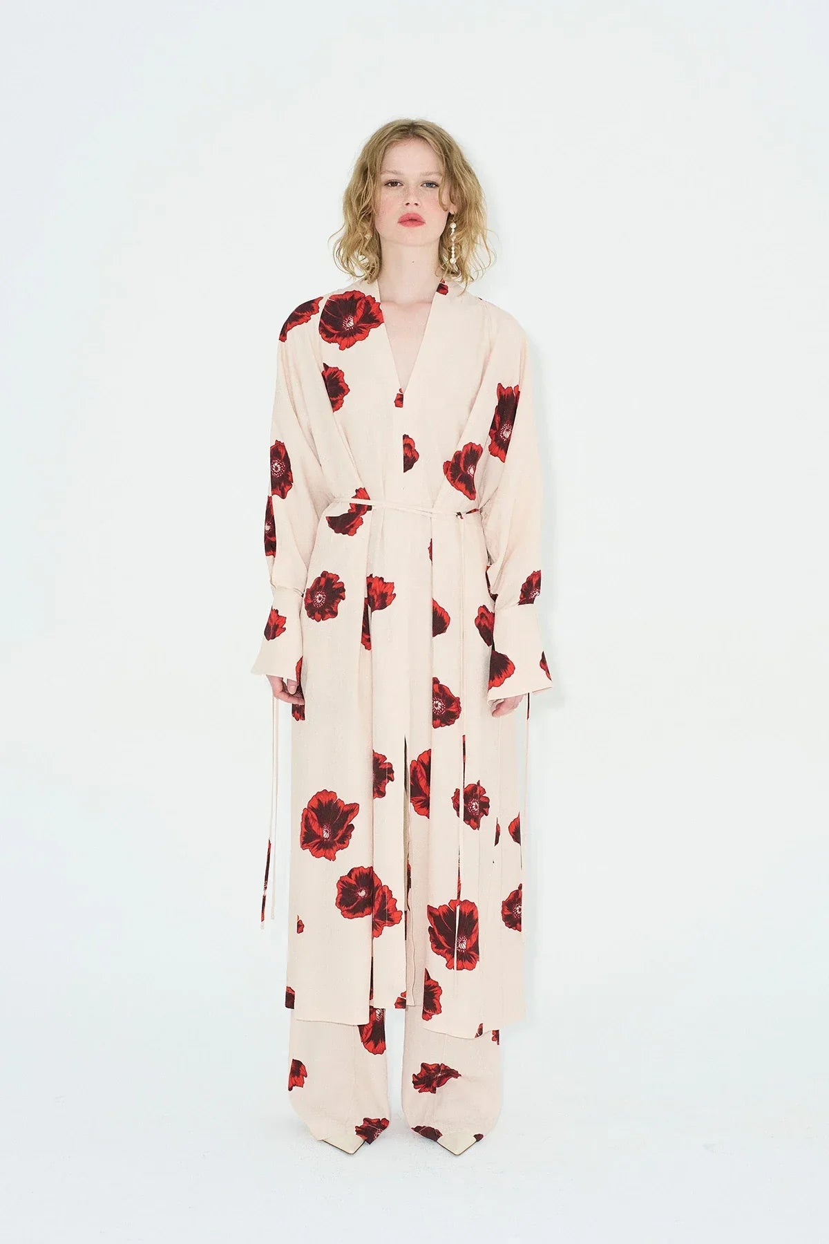 Crimson Bloom Kimono Set