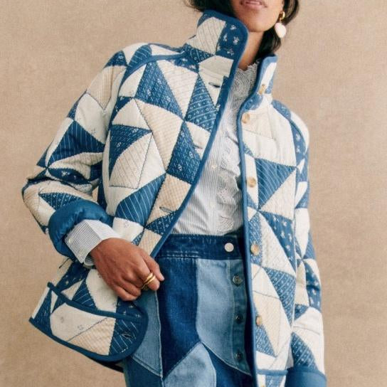 Hadley Geometrik Baskılı Kapitone Şişme Ceket