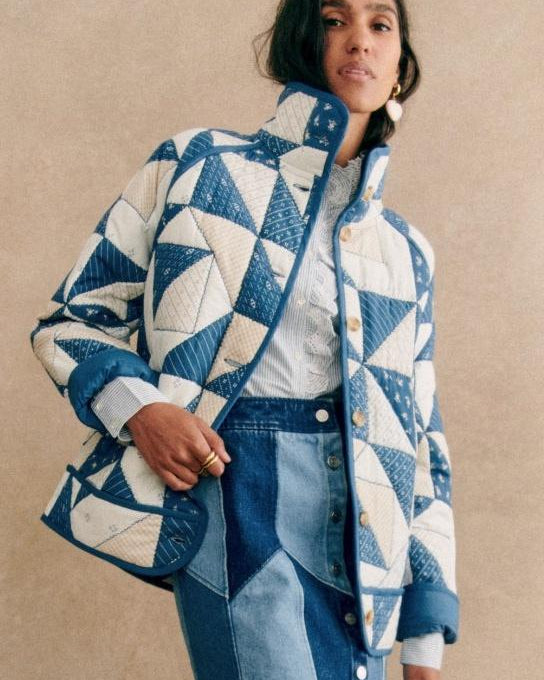 Hadley Geometrik Baskılı Kapitone Şişme Ceket