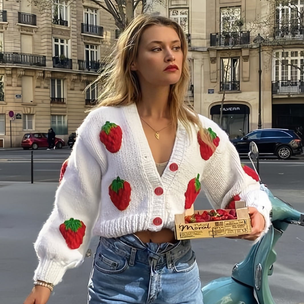 Hanna Çilek Örgü Kazak Hırka