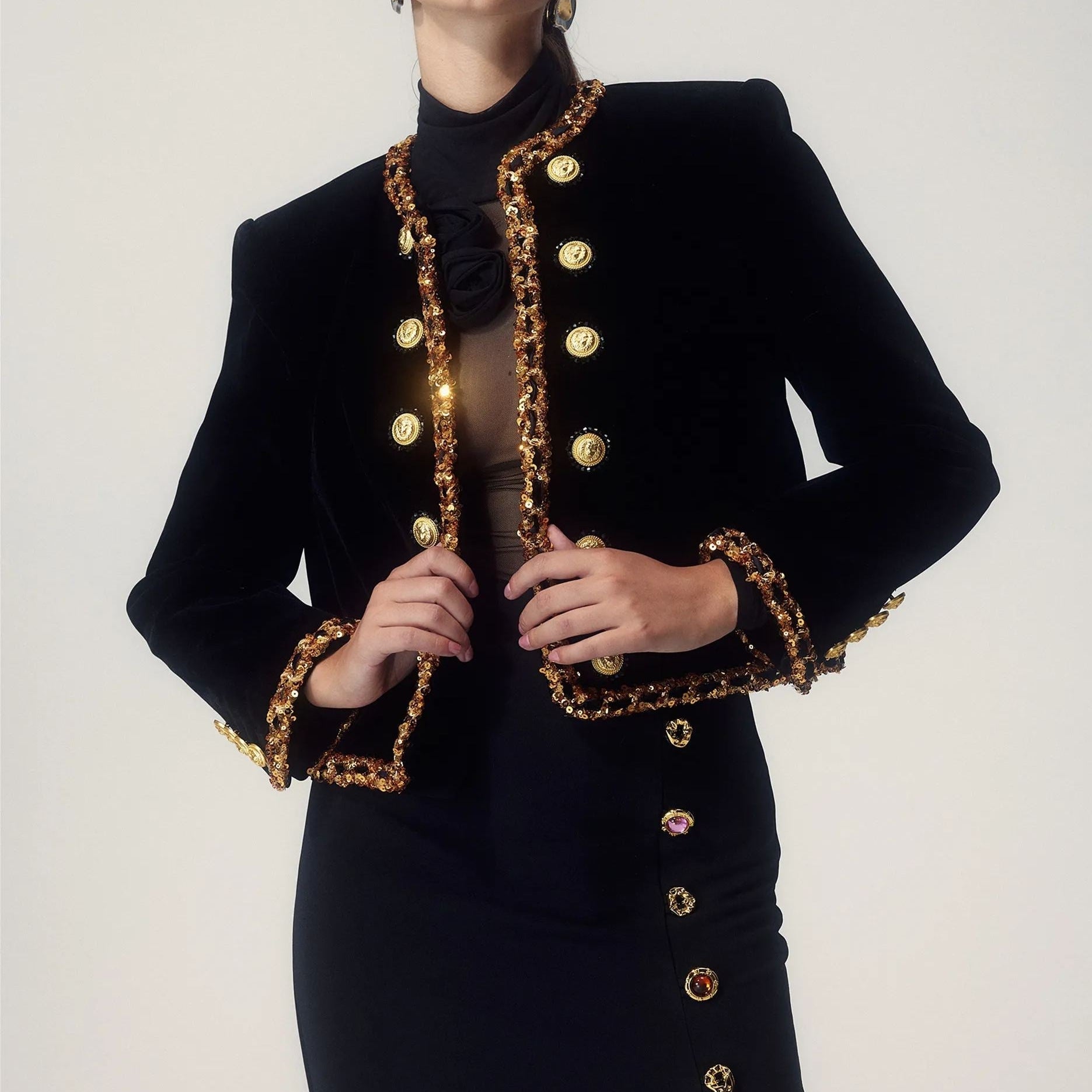 Janice Payet Nakışlı Kadife Ceket