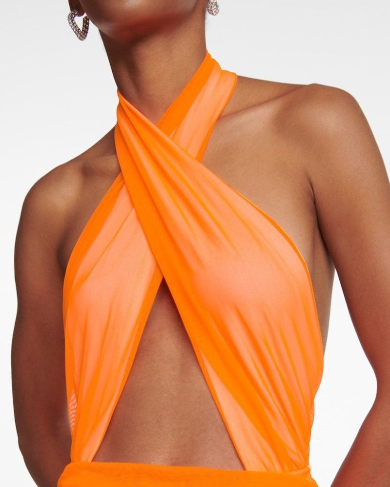 Jodie Cross Halter Yaka Uzun Elbise