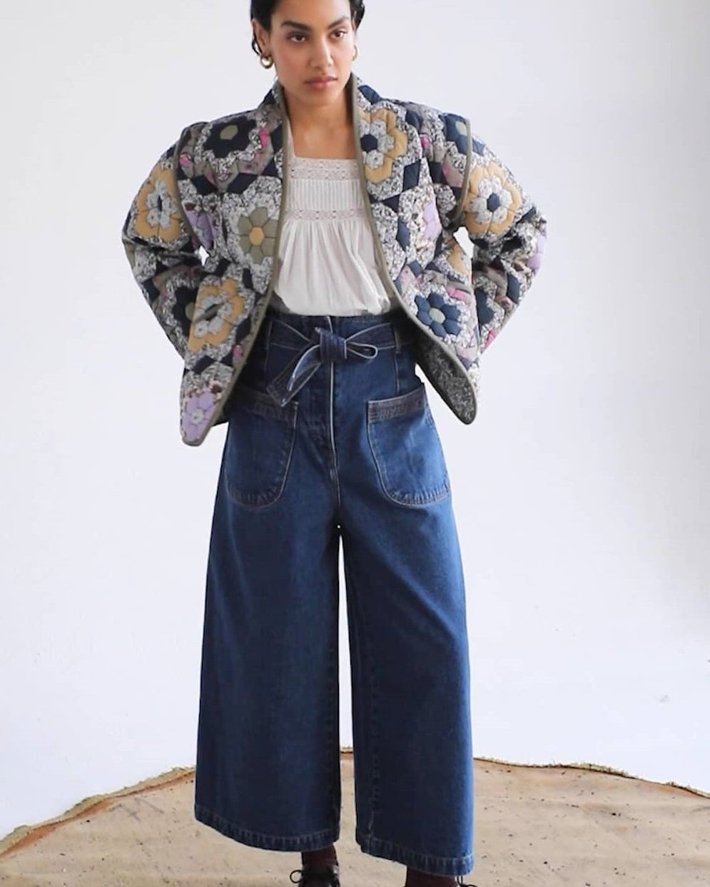 Kaylani Çiçek Baskılı Cabrio Kapitone Ceket