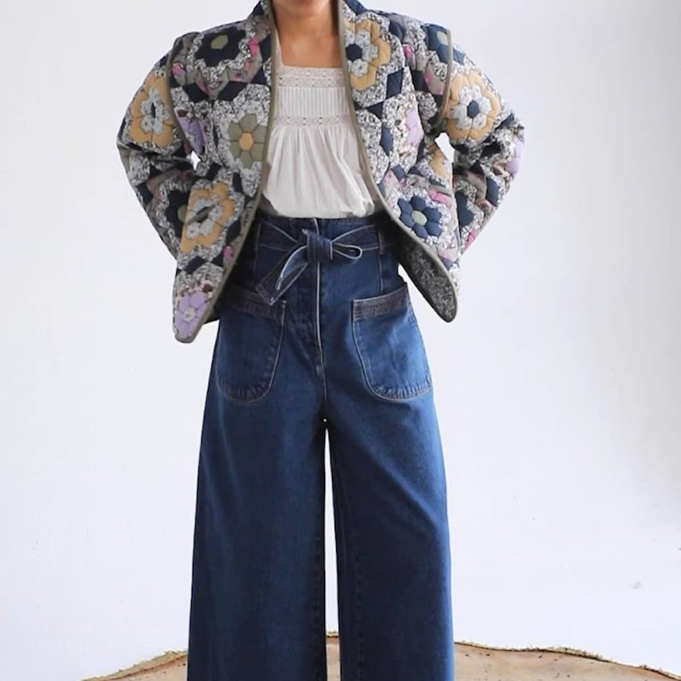 Kaylani Çiçek Baskılı Cabrio Kapitone Ceket