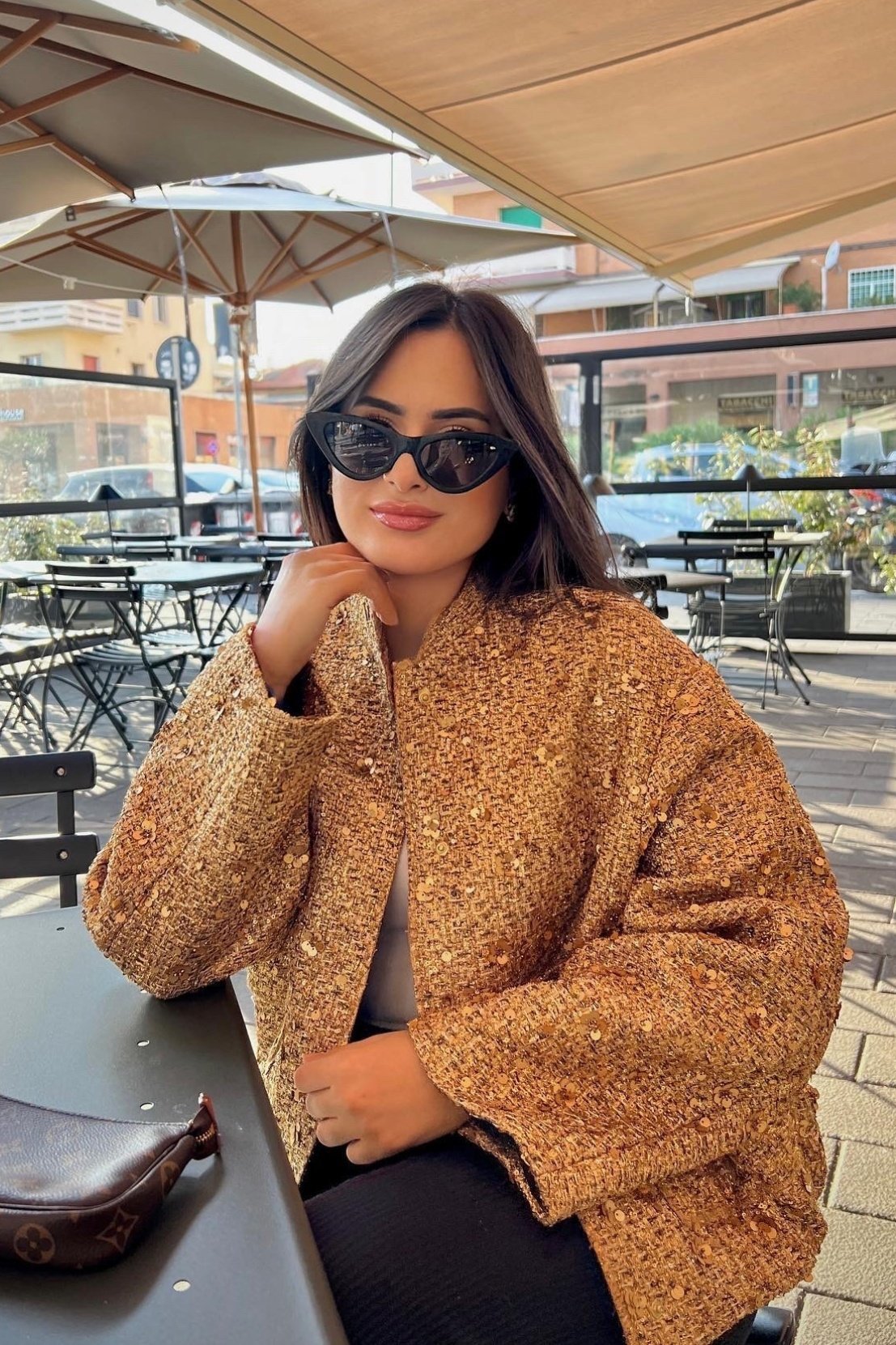 Kimberly Yakalı Metalik Payet Ceket