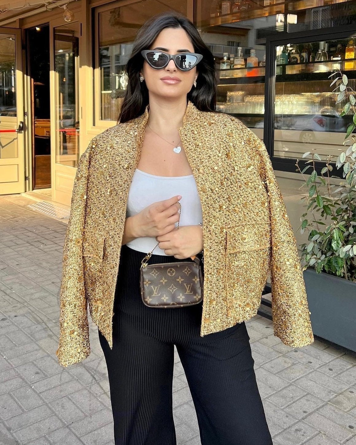 Kimberly Yakalı Metalik Payet Ceket