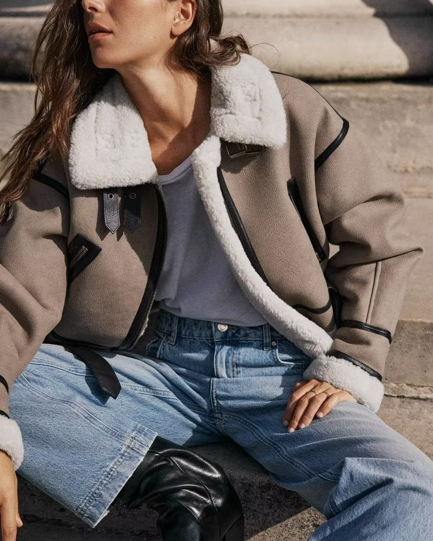 Maureen Kuşaklı Kontrast Kürklü Ceket