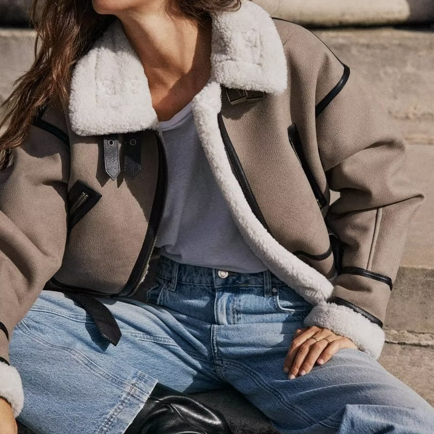 Maureen Kuşaklı Kontrast Kürklü Ceket