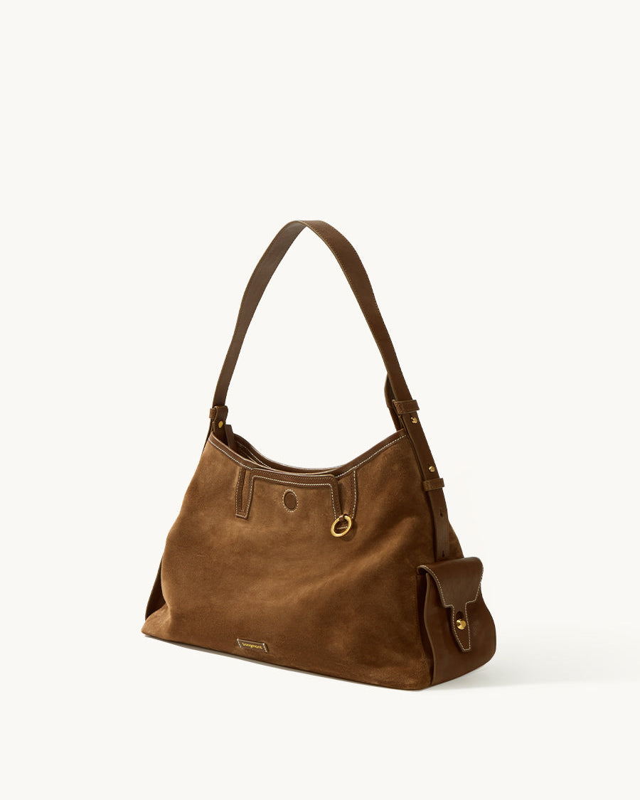 Loreva Large Hobo Çanta - Süet taba