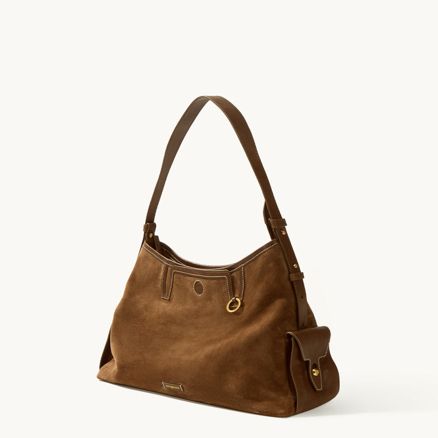 Loreva Large Hobo Çanta - Süet taba