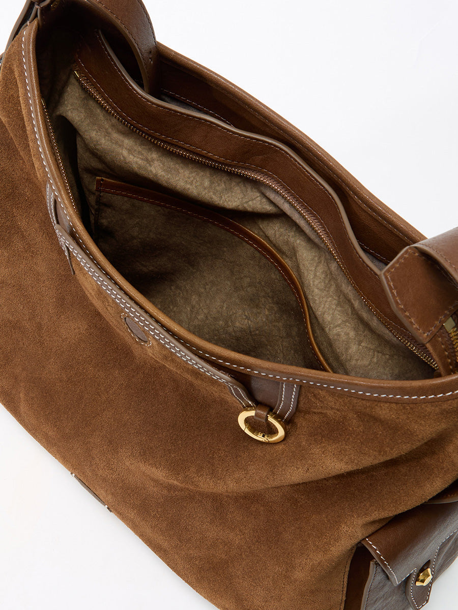 Loreva Large Hobo Çanta - Süet taba