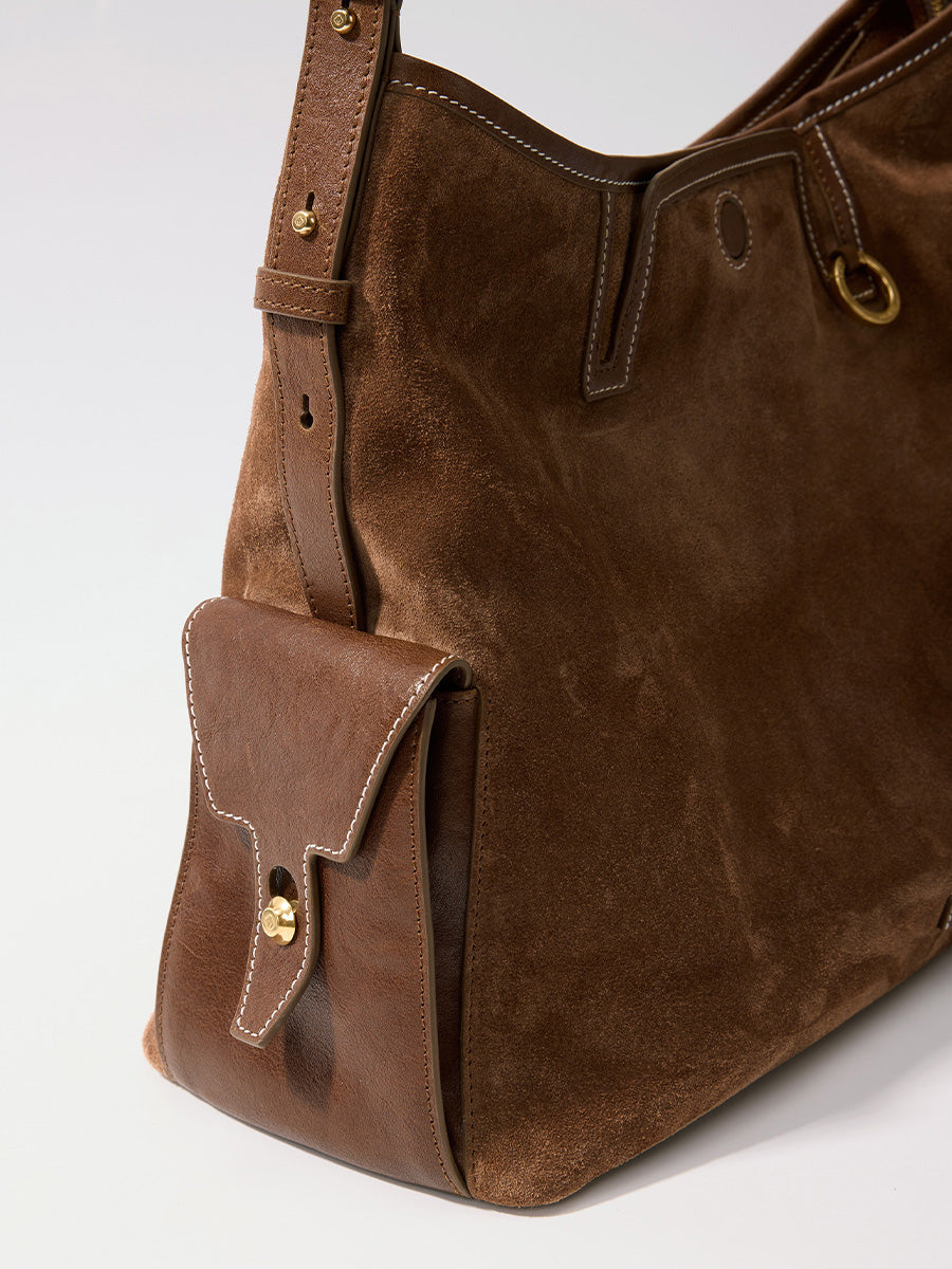 Loreva Large Hobo Çanta - Süet taba