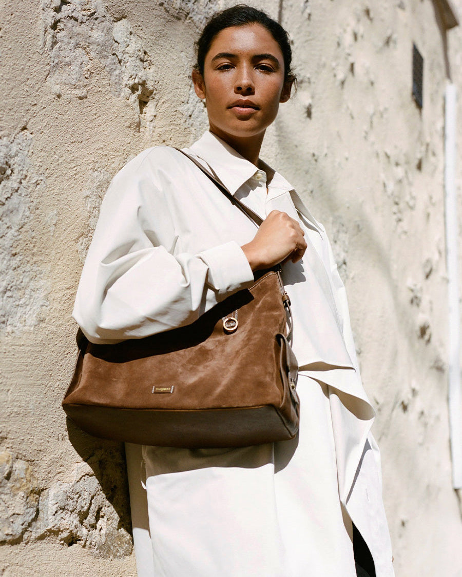 Loreva Large Hobo Çanta - Süet taba