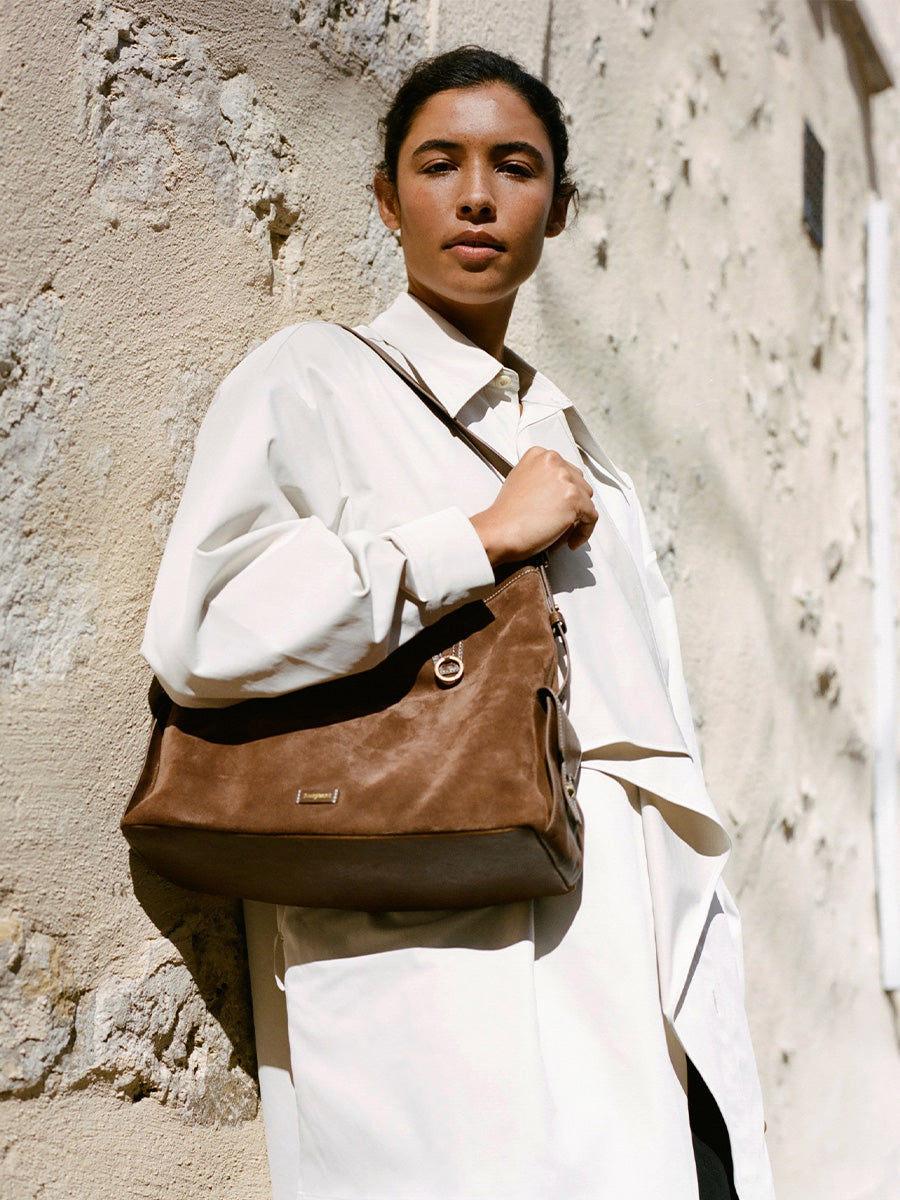 Loreva Large Hobo Çanta - Süet taba