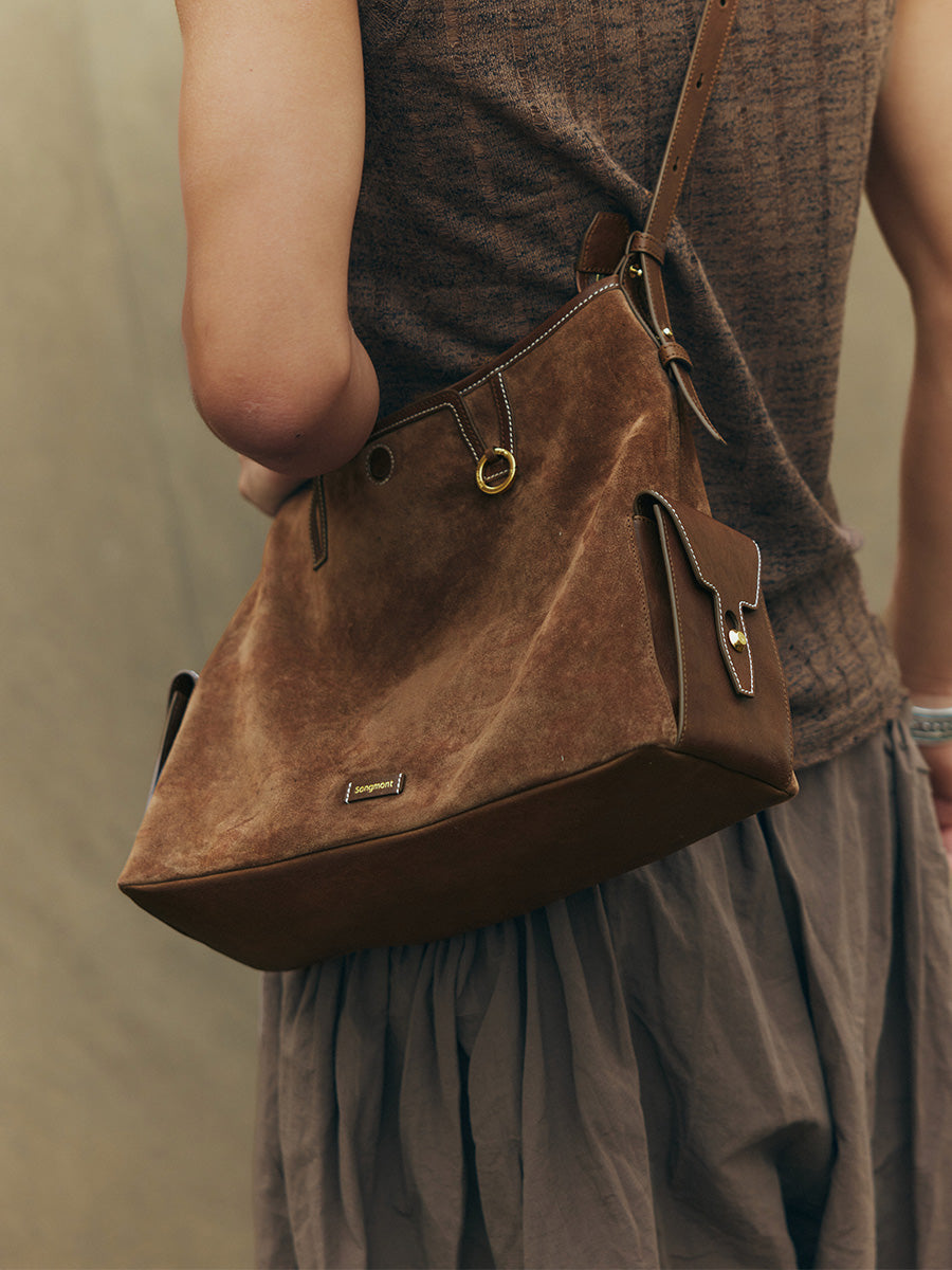 Loreva Large Hobo Çanta - Süet taba