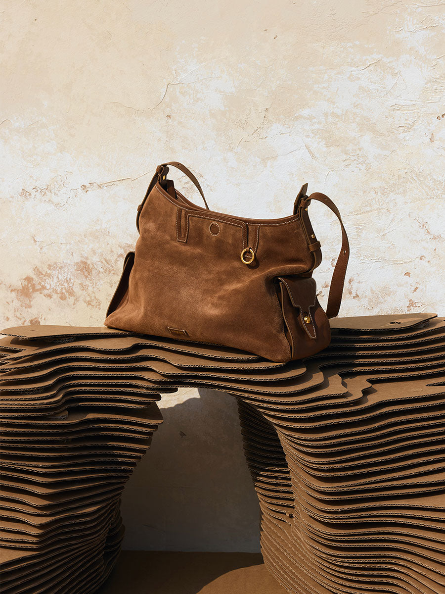 Loreva Large Hobo Çanta - Süet taba