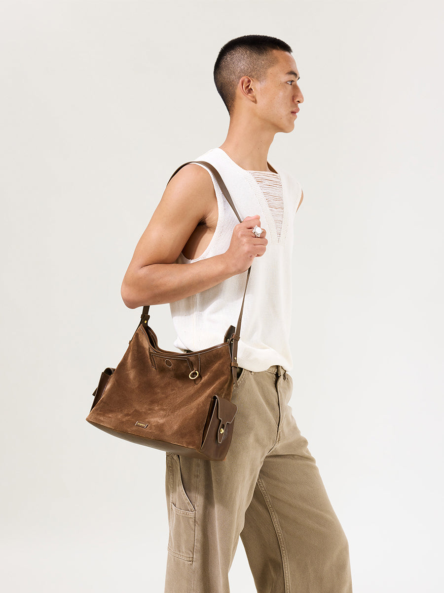 Loreva Large Hobo Çanta - Süet taba