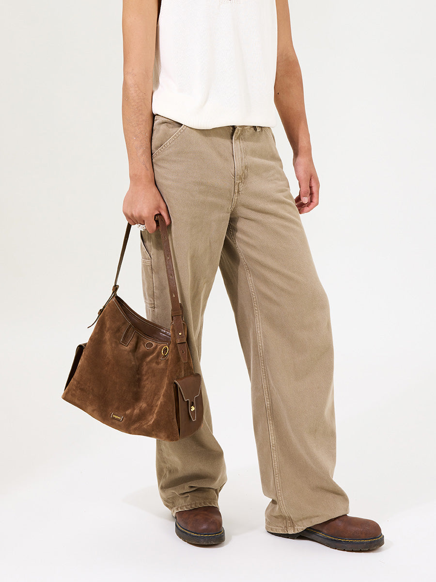Loreva Large Hobo Çanta - Süet taba