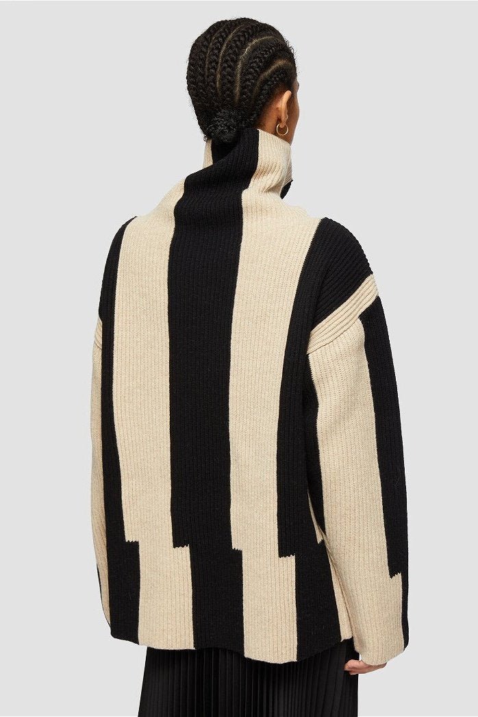 Penelope Yüksek Yaka Renkli Bloklu Kazak