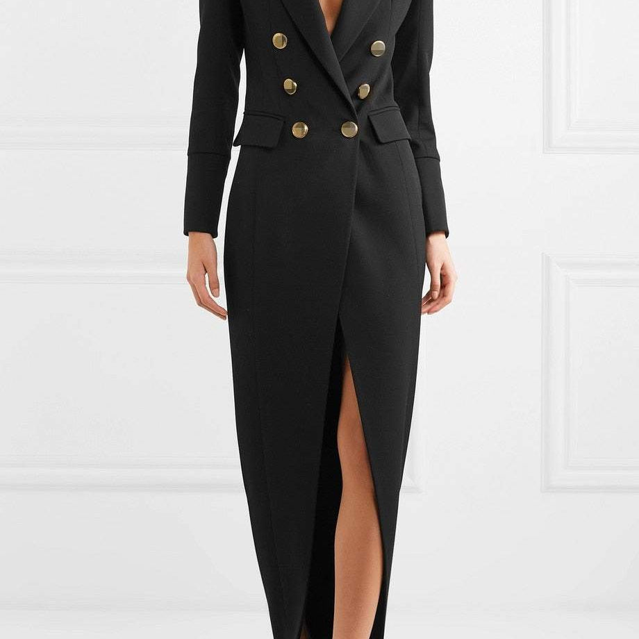Simona Tuxedo Uzun Blazer Elbise