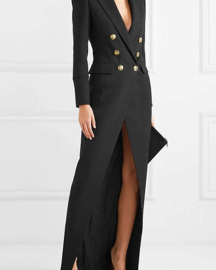 Simona Tuxedo Uzun Blazer Elbise