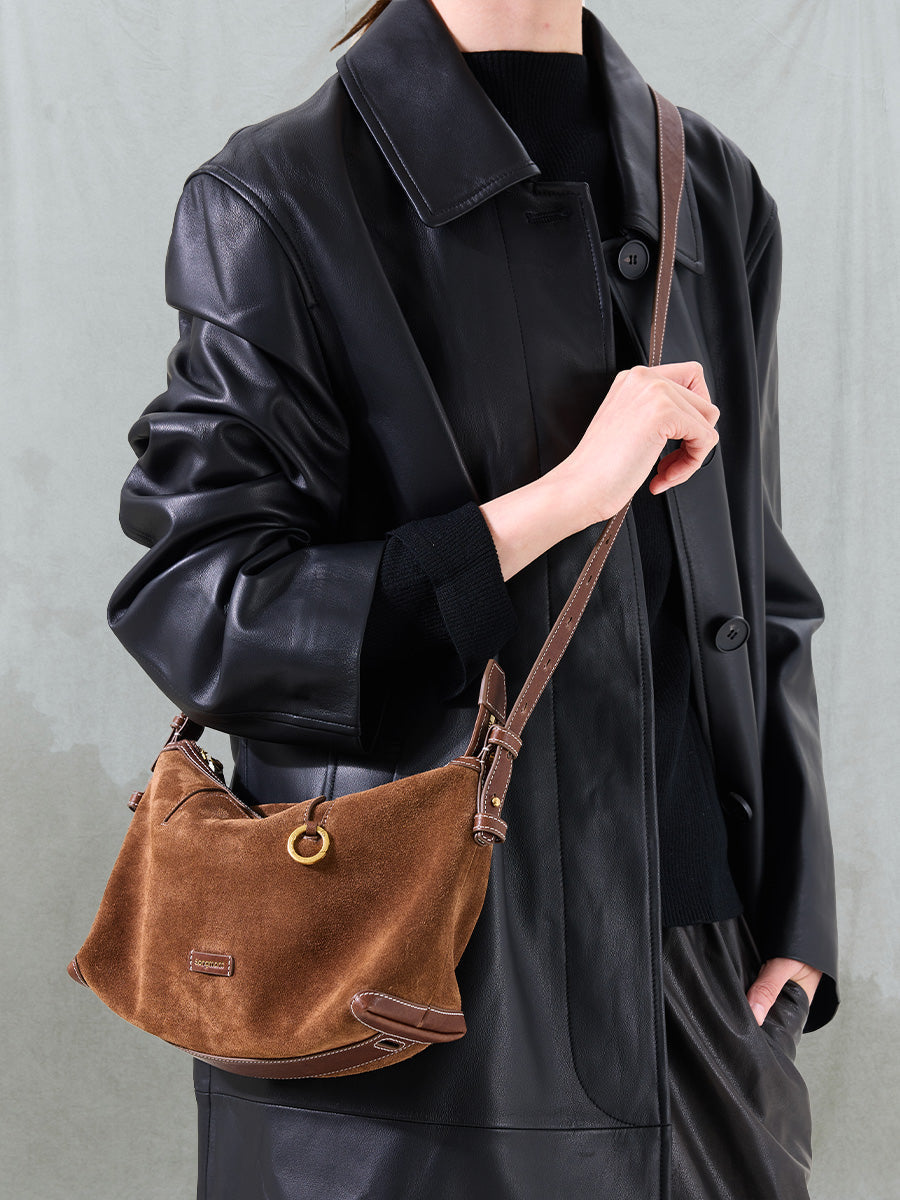 Loreva Small Hobo Çanta - Süet taba