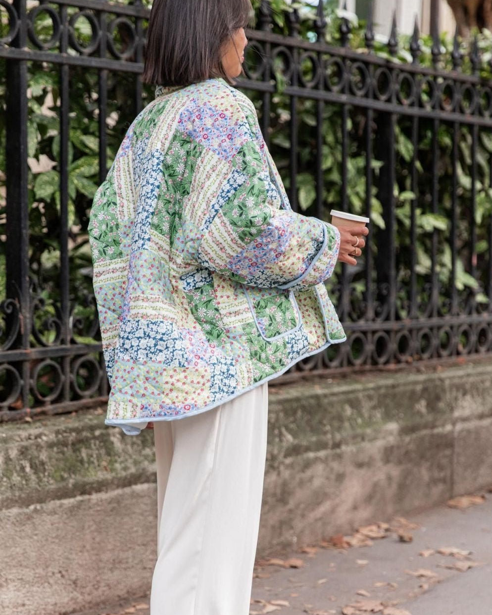 Teagan Patchwork Çiçek Desenli Kapitone Şişme Ceket