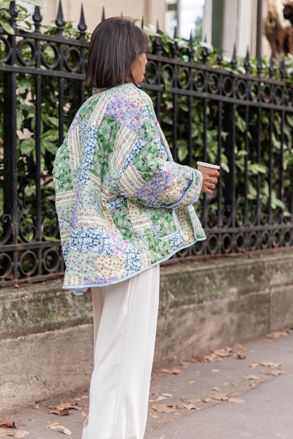 Teagan Patchwork Çiçek Desenli Kapitone Şişme Ceket